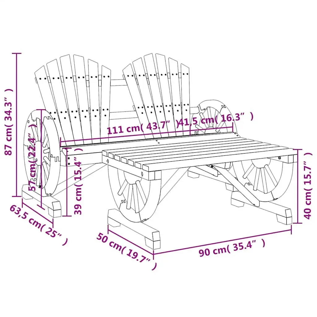 Outdoor Sectional Sofa Set 2 Piece Garden Lounge Chair Coffee Table Brown