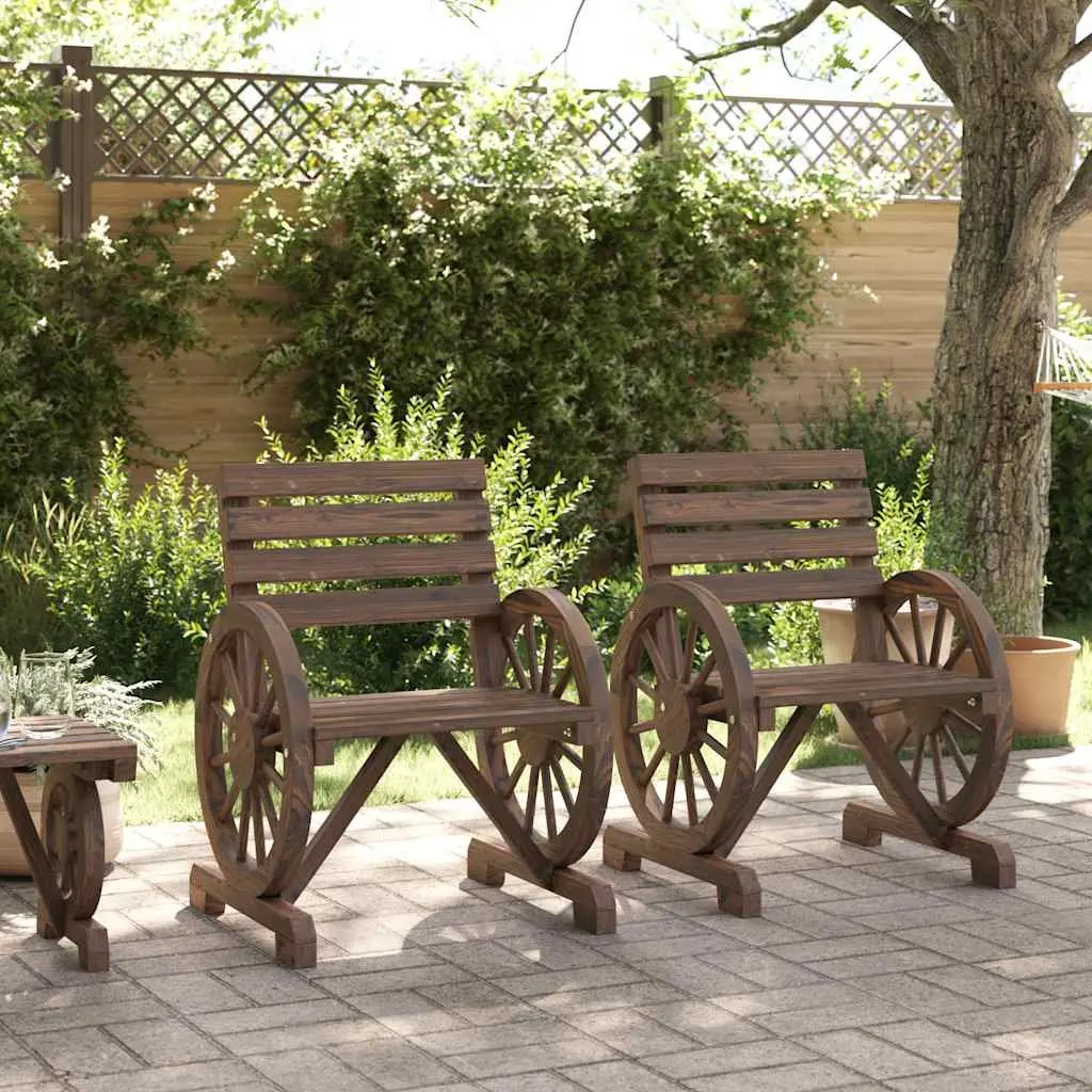 Outdoor Garden Chairs 2 Piece Solid Wood Fir Brown Patio Seating