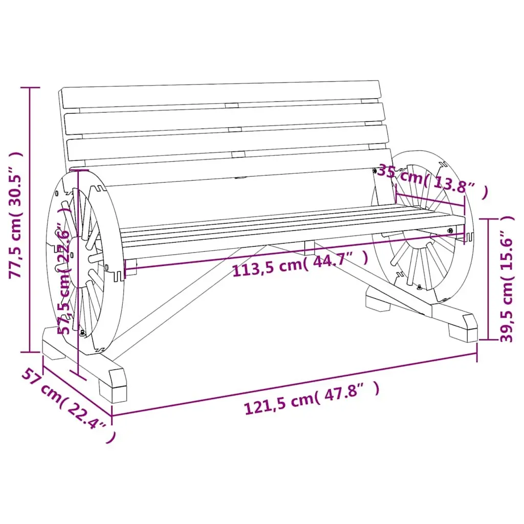 Garden Bench Outdoor Wooden Patio Furniture 2-Seater