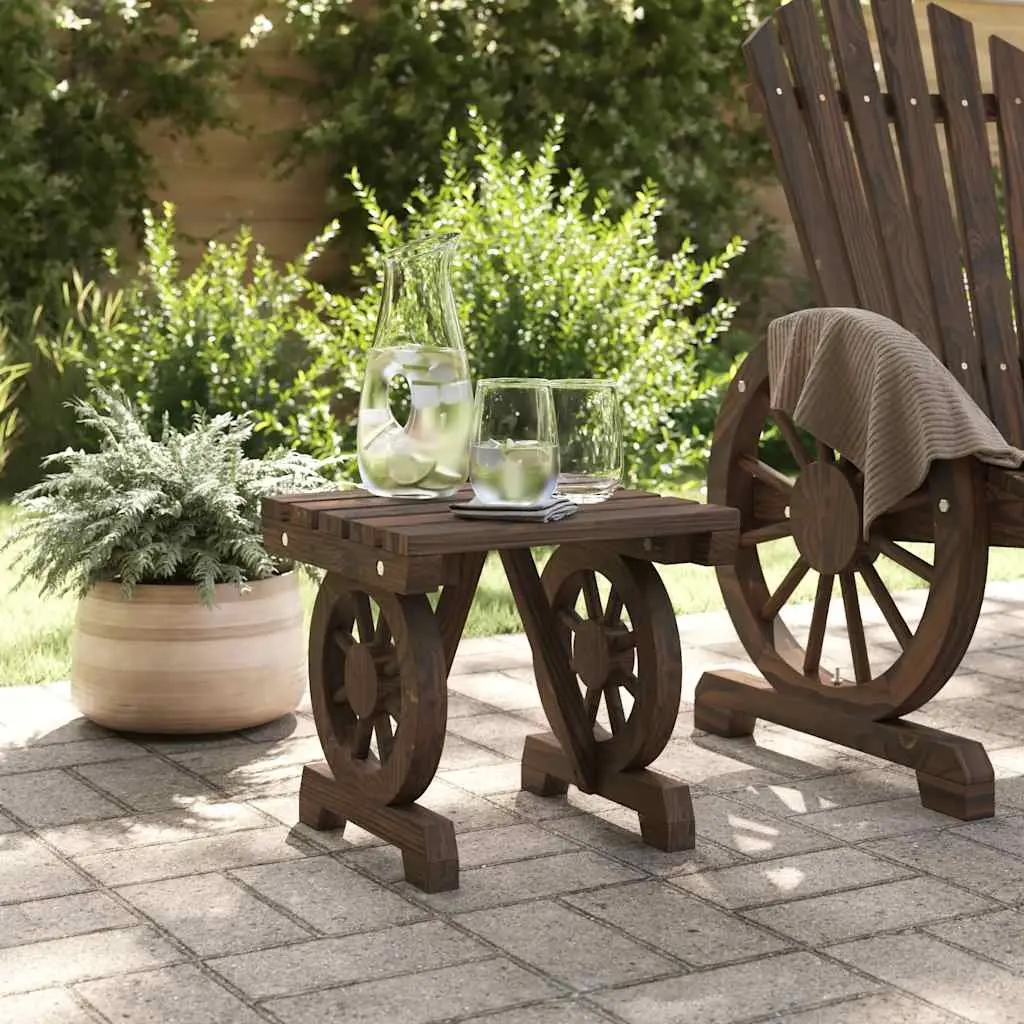 Outdoor Garden Footstool Ottoman Solid Wood Fir Brown Patio Relaxation Seat