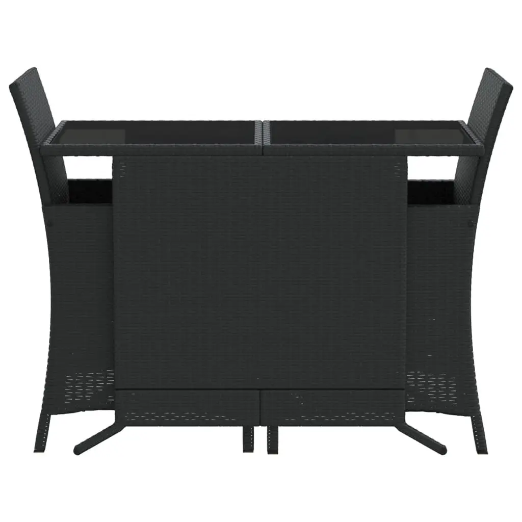 3 Piece Outdoor Bistro Set Garden Patio Black Poly Rattan Chairs Table
