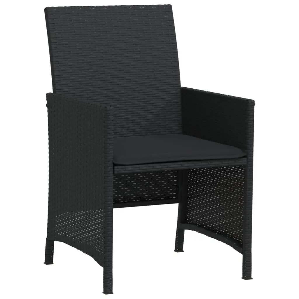 3 Piece Outdoor Bistro Set Garden Patio Black Poly Rattan Chairs Table