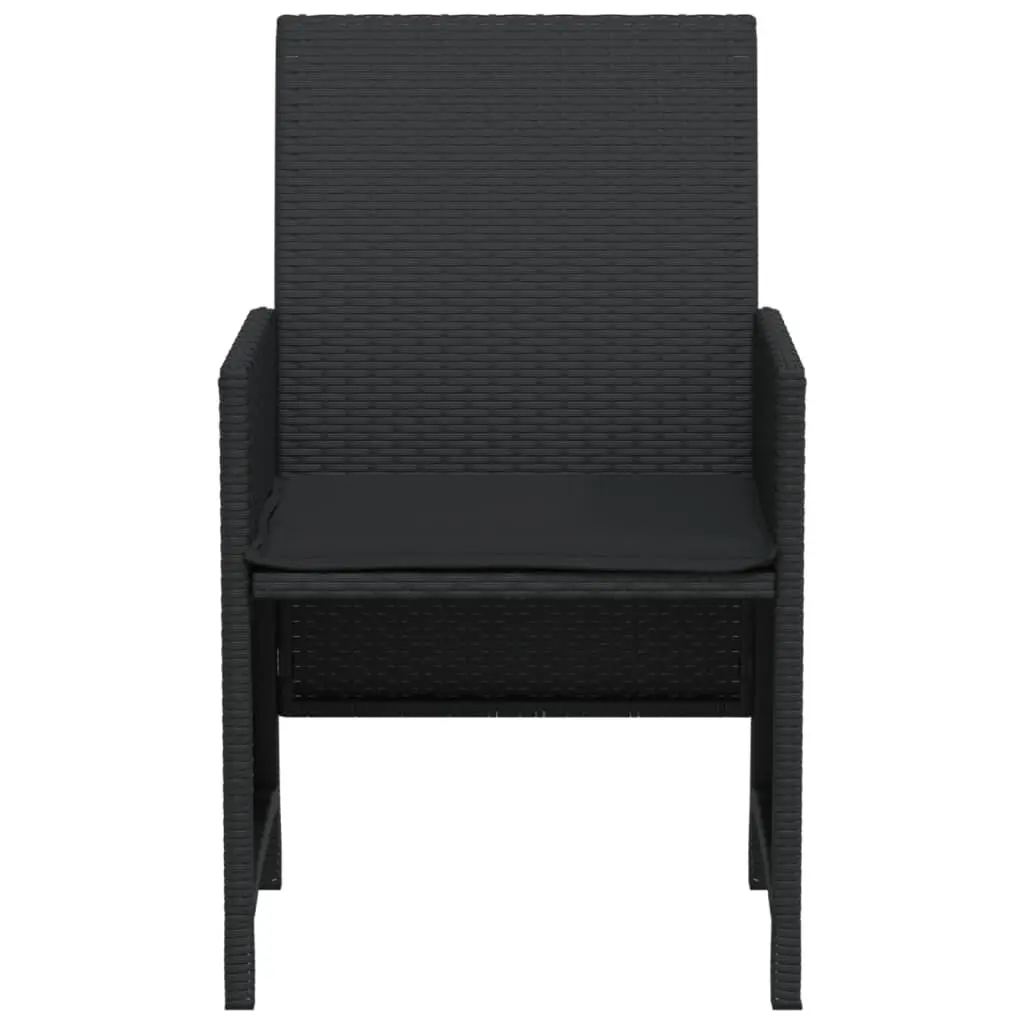 3 Piece Outdoor Bistro Set Garden Patio Black Poly Rattan Chairs Table
