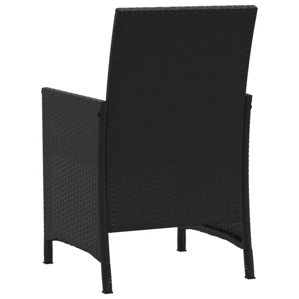 3 Piece Outdoor Bistro Set Garden Patio Black Poly Rattan Chairs Table