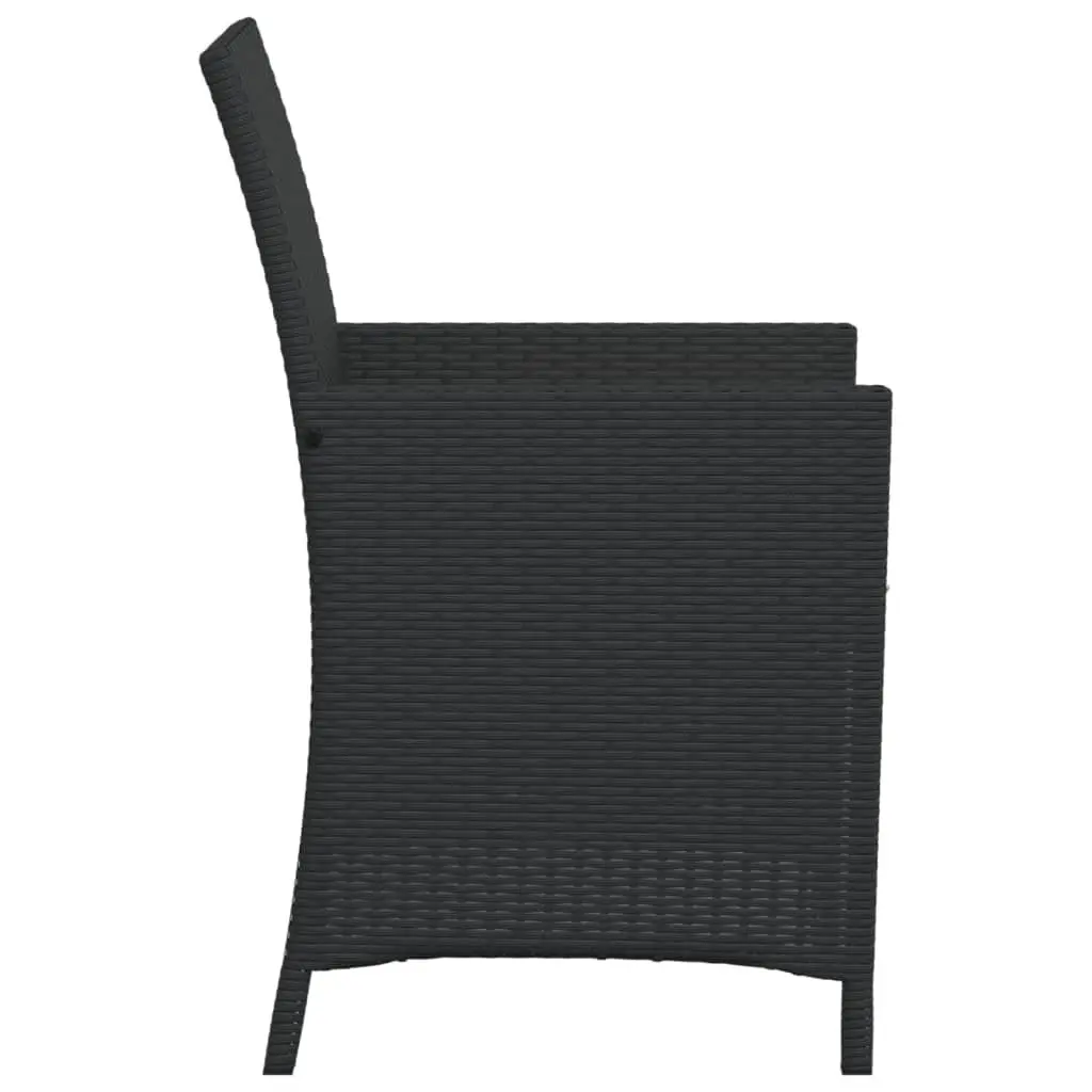 3 Piece Outdoor Bistro Set Garden Patio Black Poly Rattan Chairs Table