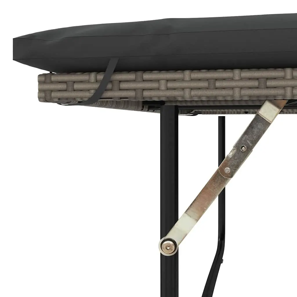 2-Seater Garden Sofa Bench Outdoor Grey Poly Rattan Acacia Wood