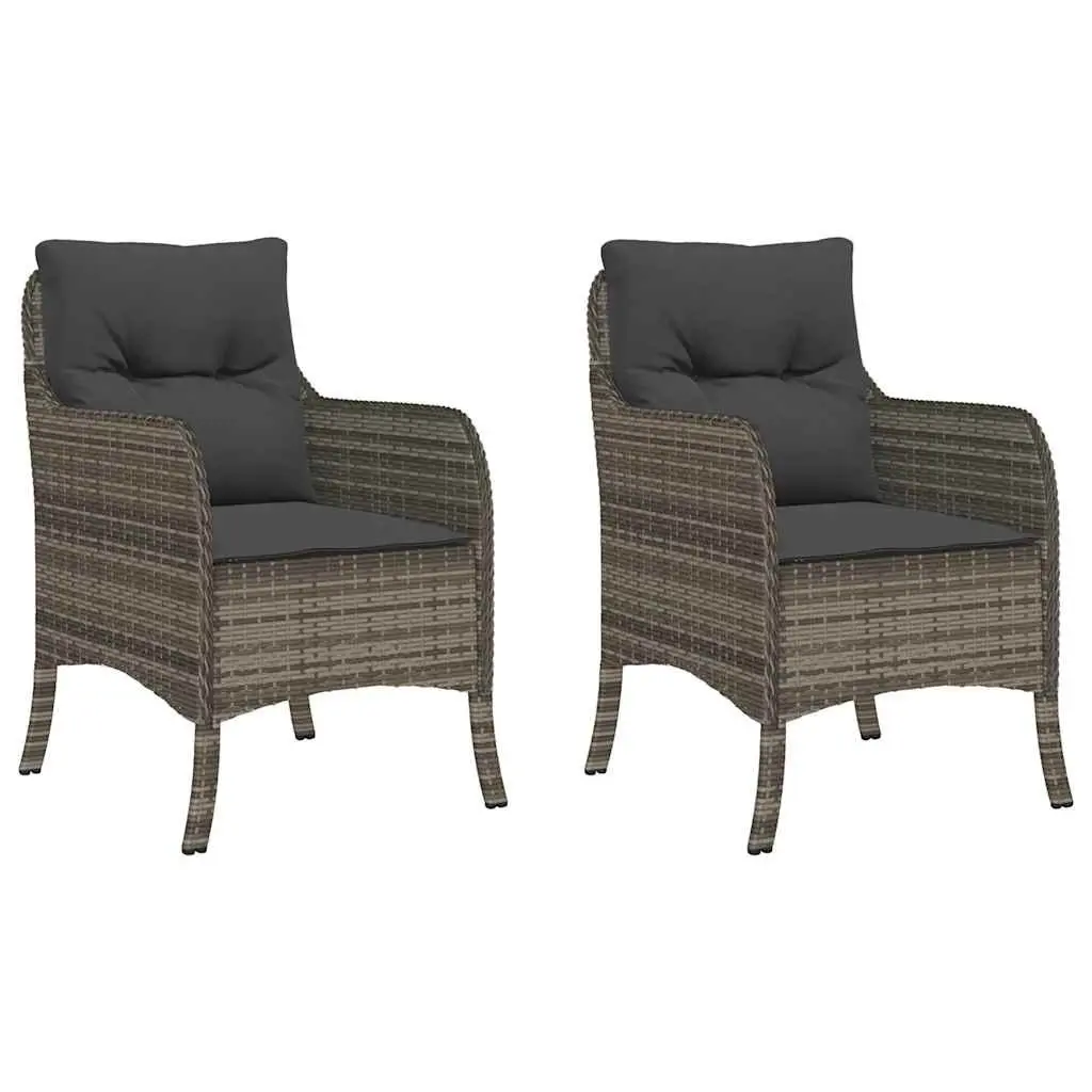 Grey Cushioned Outdoor Chairs Set 2 Pieces Poly Rattan for Patio Garden