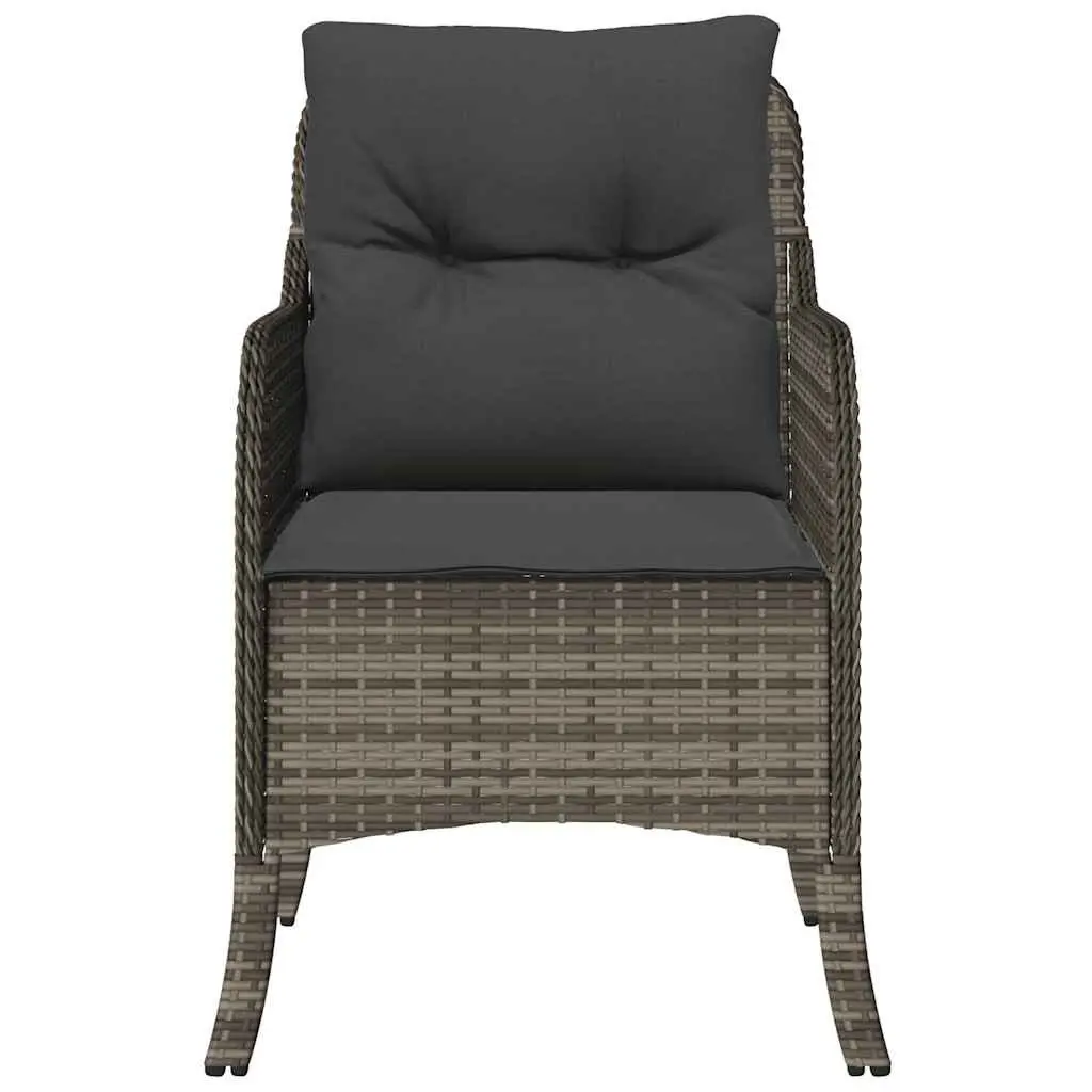 Grey Cushioned Outdoor Chairs Set 2 Pieces Poly Rattan for Patio Garden