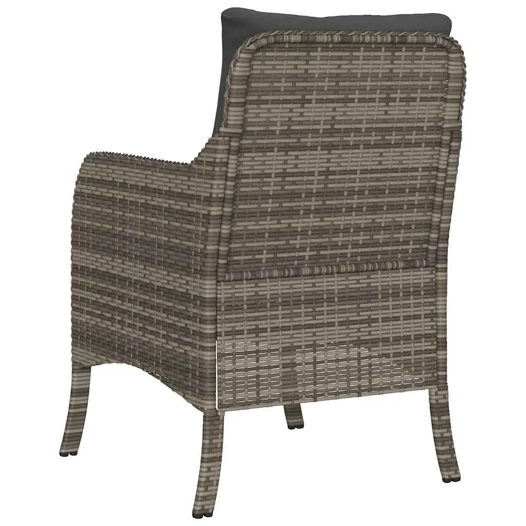 Grey Cushioned Outdoor Chairs Set 2 Pieces Poly Rattan for Patio Garden