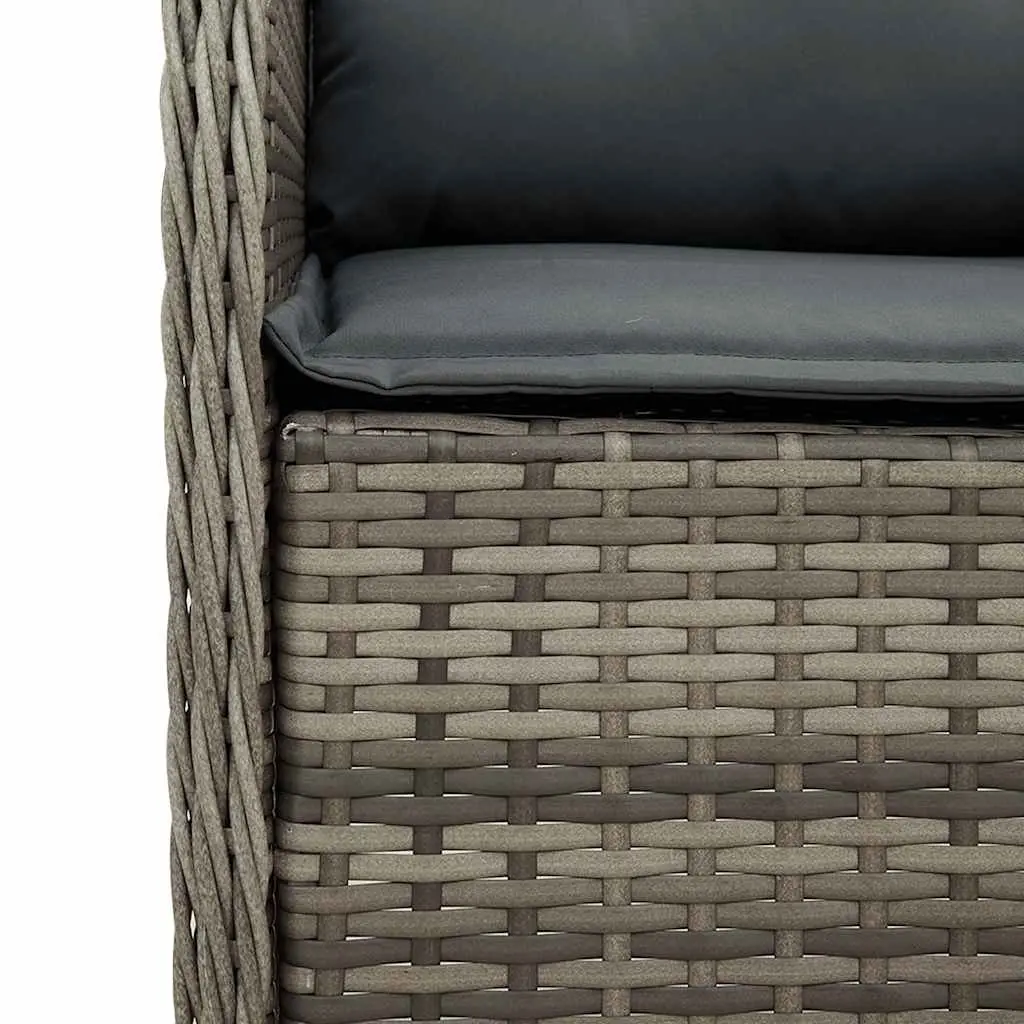 Grey Cushioned Outdoor Chairs Set 2 Pieces Poly Rattan for Patio Garden