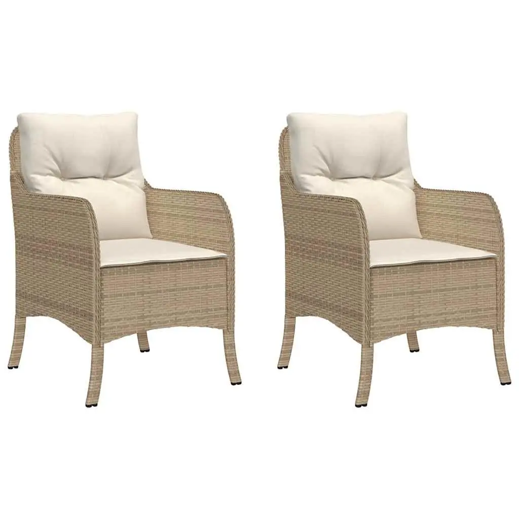 Outdoor Garden Chairs Set for Patio and Garden 2 Piece Beige Poly Rattan
