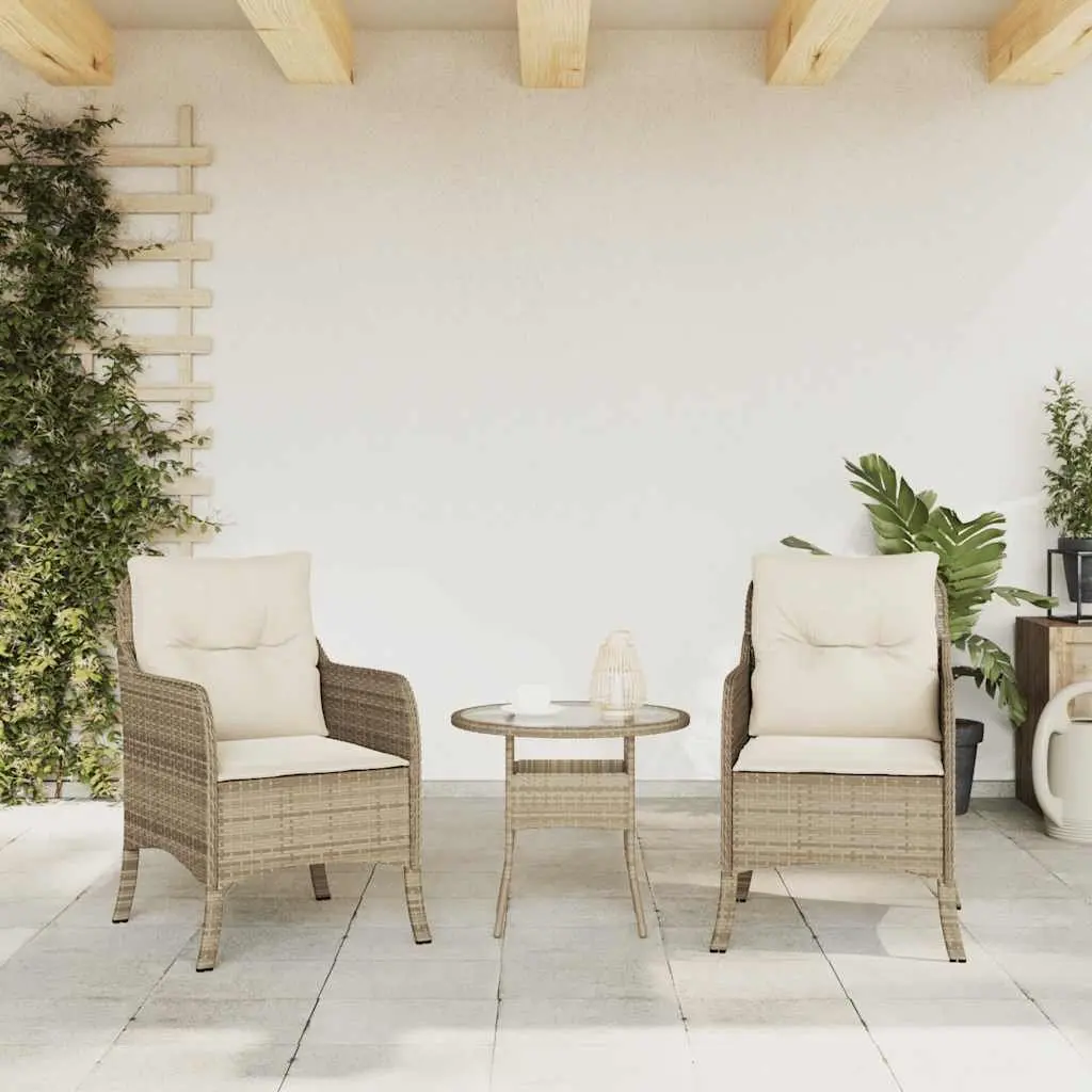 Outdoor Garden Chairs Set for Patio and Garden 2 Piece Beige Poly Rattan