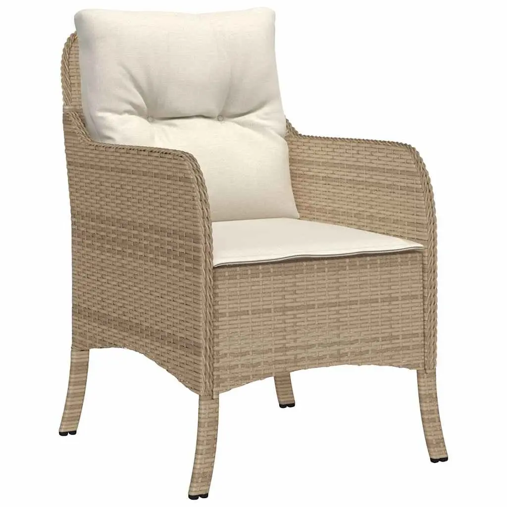 Outdoor Garden Chairs Set for Patio and Garden 2 Piece Beige Poly Rattan