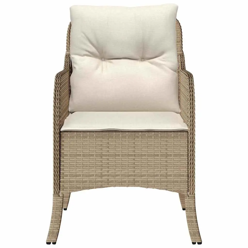 Outdoor Garden Chairs Set for Patio and Garden 2 Piece Beige Poly Rattan