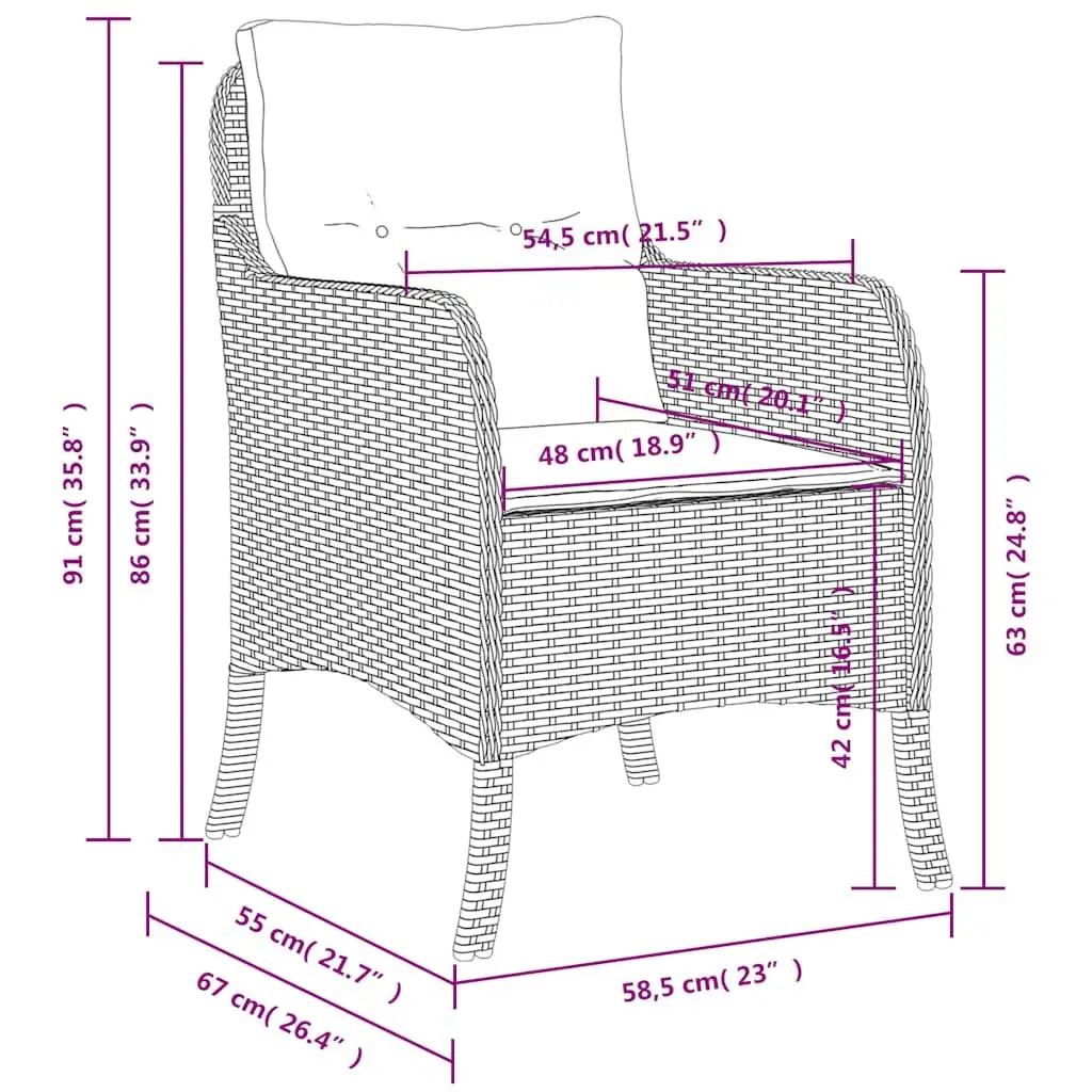 Outdoor Garden Chairs Set for Patio and Garden 2 Piece Beige Poly Rattan