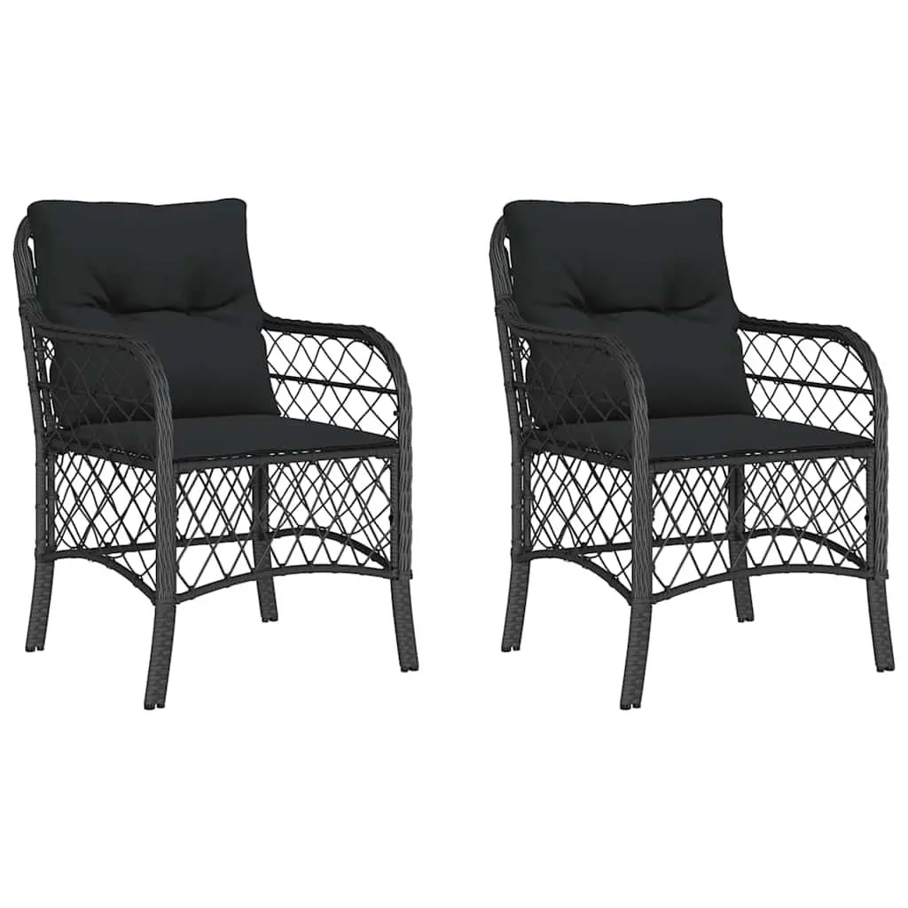 Outdoor Garden Chairs Set for Patio Black Poly Rattan 2 Piece