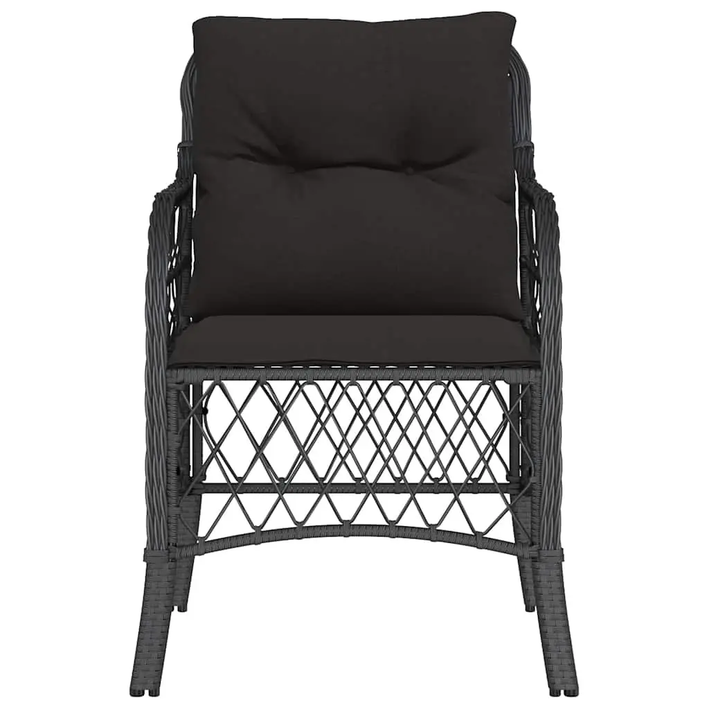 Outdoor Garden Chairs Set for Patio Black Poly Rattan 2 Piece