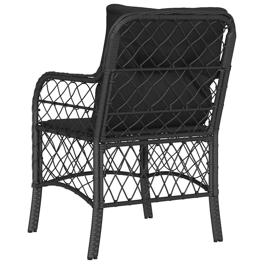 Outdoor Garden Chairs Set for Patio Black Poly Rattan 2 Piece
