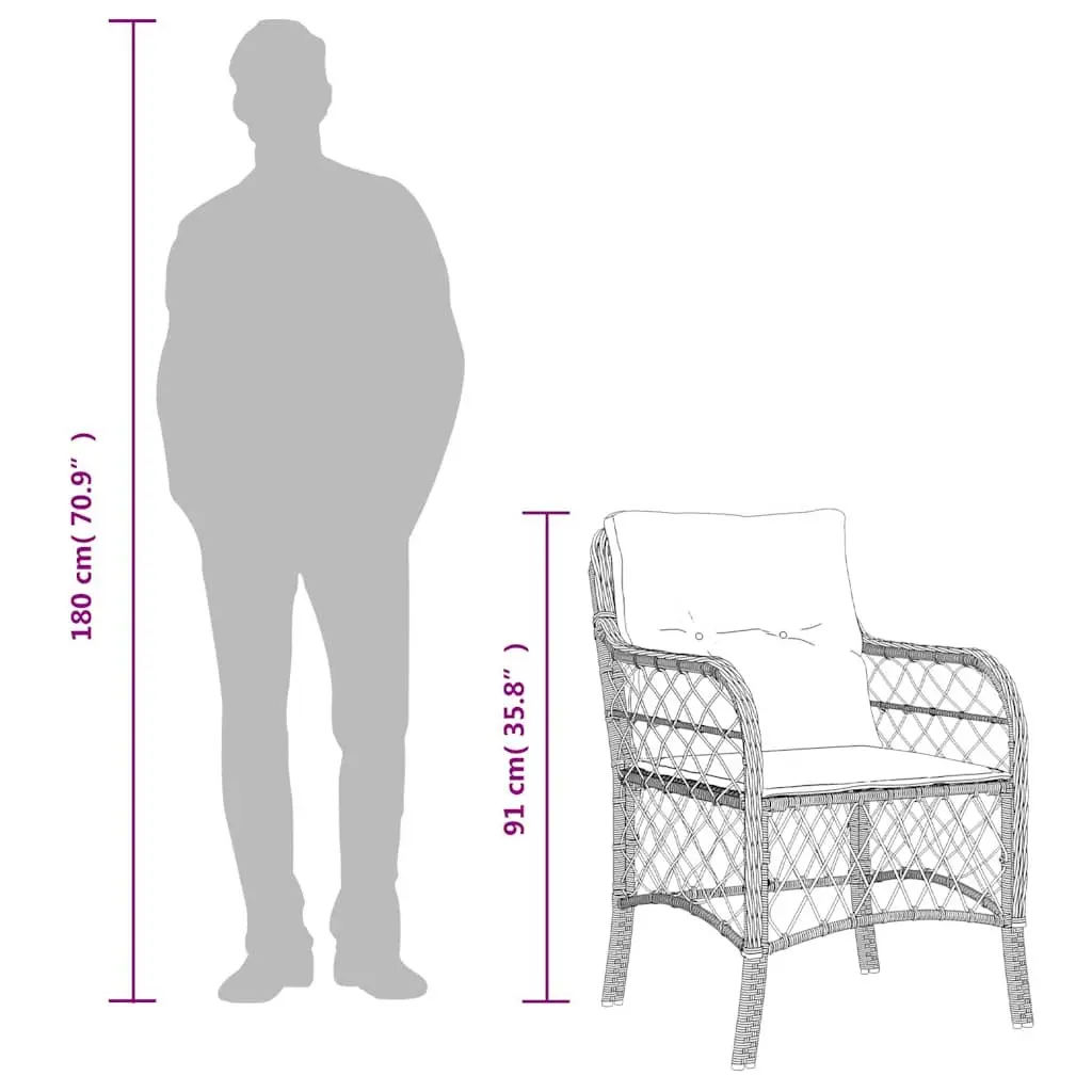 Outdoor Garden Chairs Set for Patio Black Poly Rattan 2 Piece