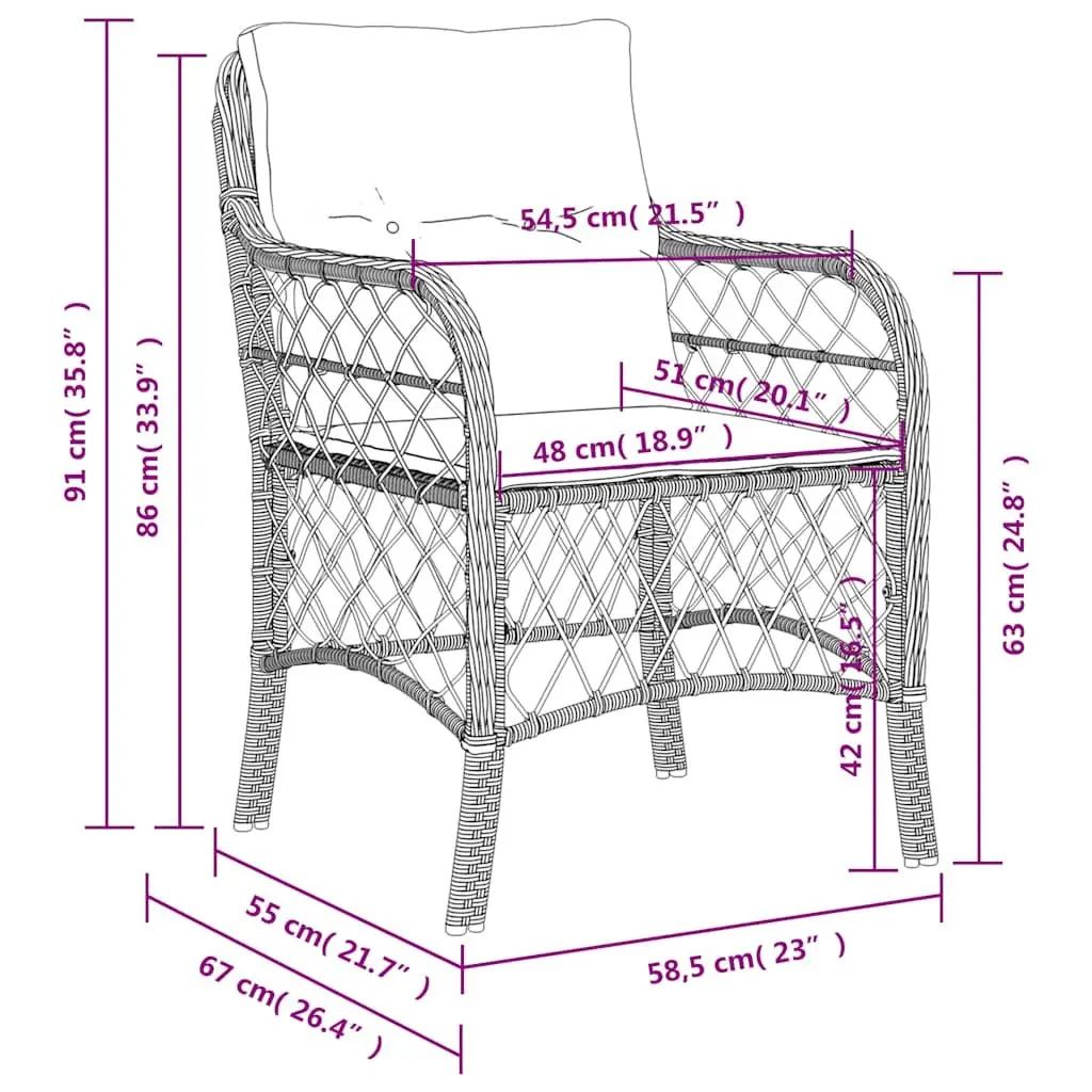 Outdoor Garden Chairs Set for Patio Black Poly Rattan 2 Piece