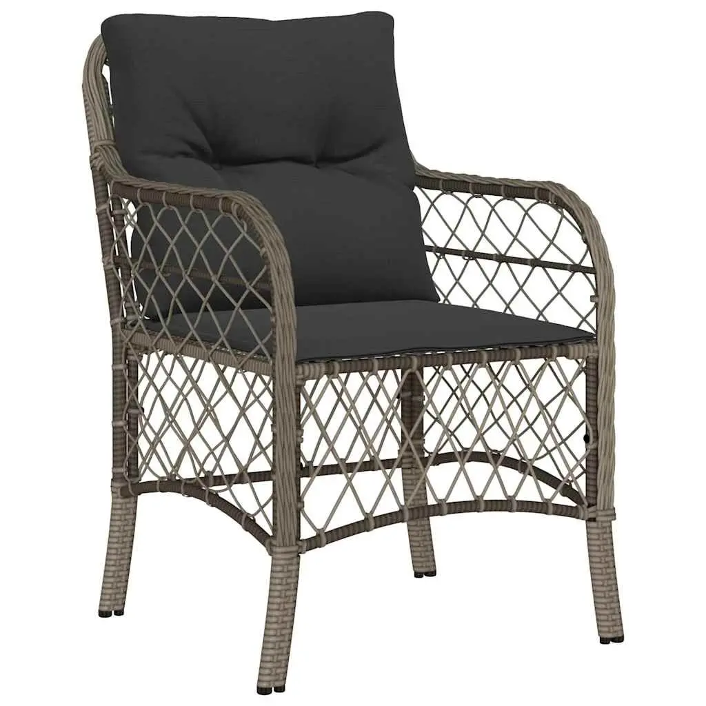 Outdoor Garden Chairs 2 Pcs Grey Poly Rattan Cushioned Seating Furniture