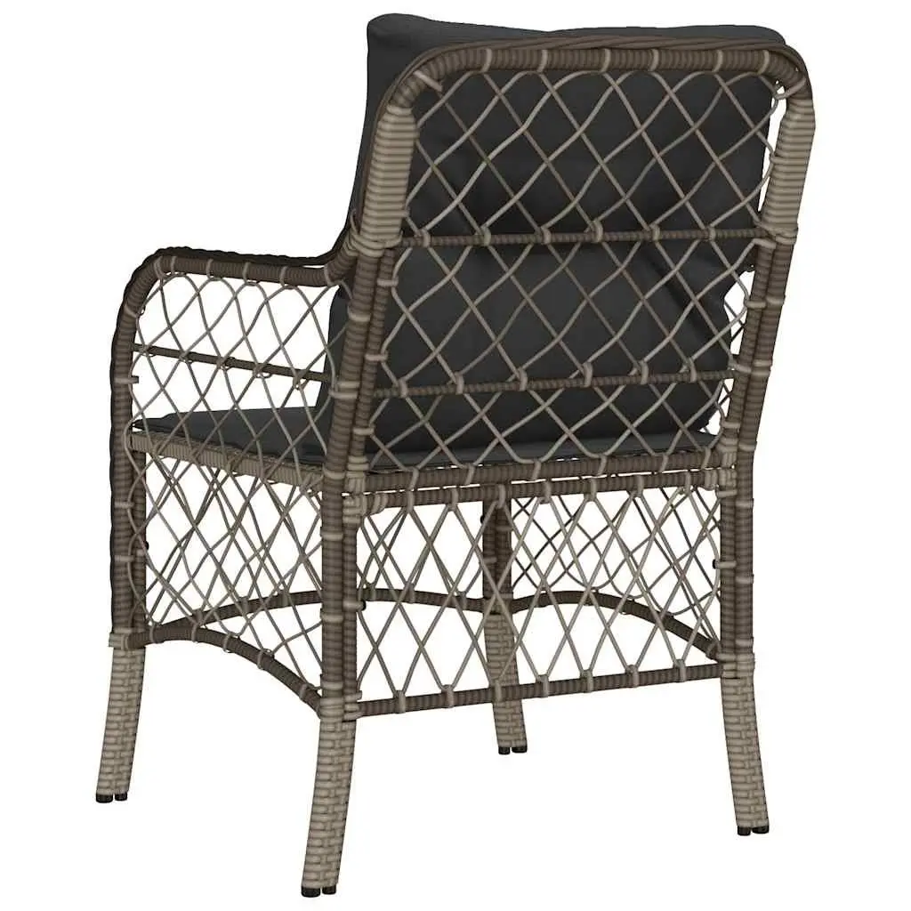 Outdoor Garden Chairs 2 Pcs Grey Poly Rattan Cushioned Seating Furniture