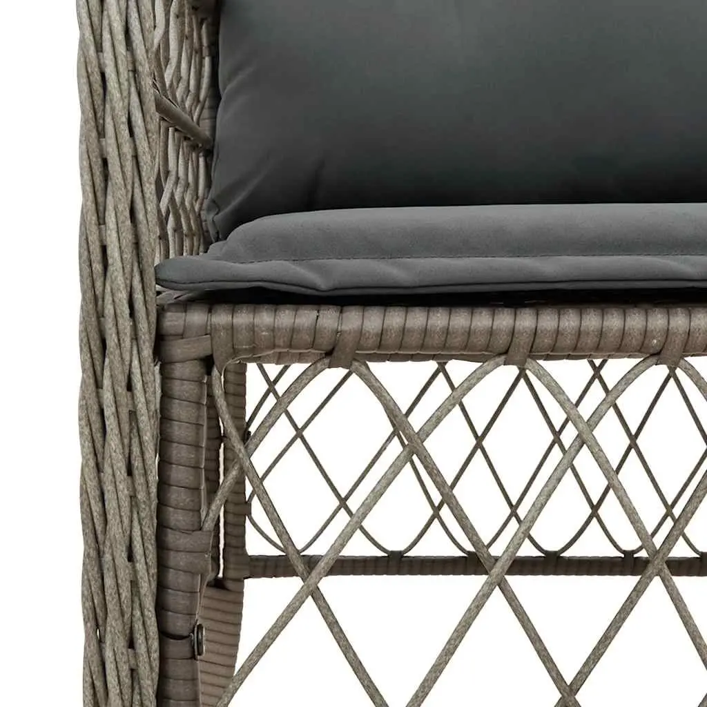 Outdoor Garden Chairs 2 Pcs Grey Poly Rattan Cushioned Seating Furniture