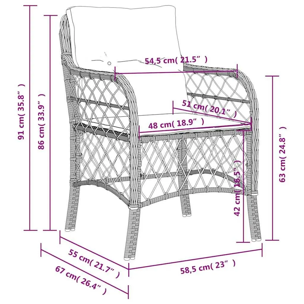 Outdoor Garden Chairs 2 Pcs Grey Poly Rattan Cushioned Seating Furniture