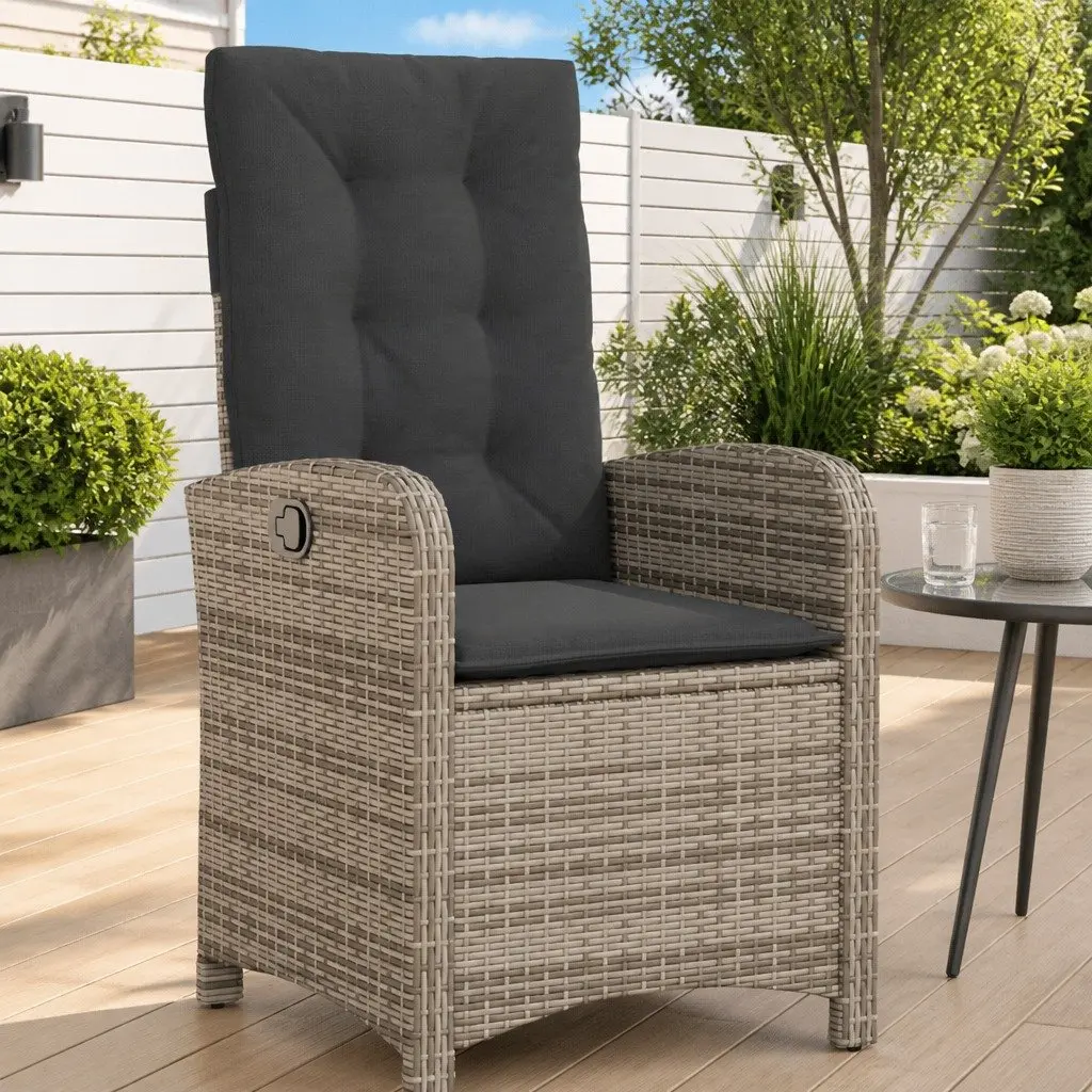 Reclining Garden Chair Outdoor Seating Adjustable Backrest Grey