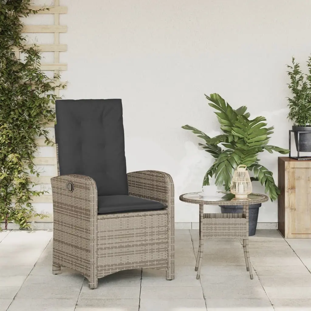 Reclining Garden Chair Outdoor Seating Adjustable Backrest Grey