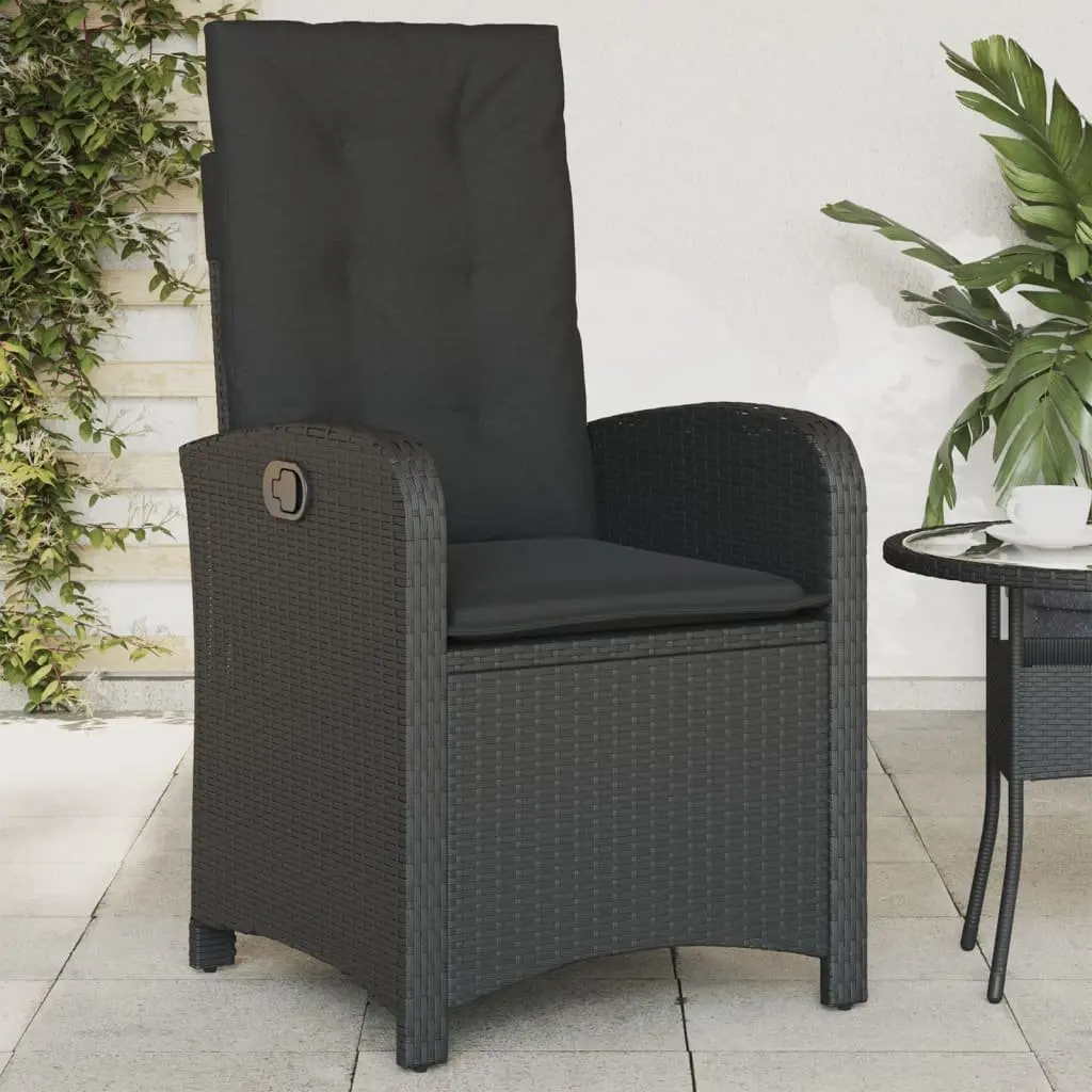 Reclining Outdoor Chairs for Garden Patio 2 Piece Black with Cushions Adjustable