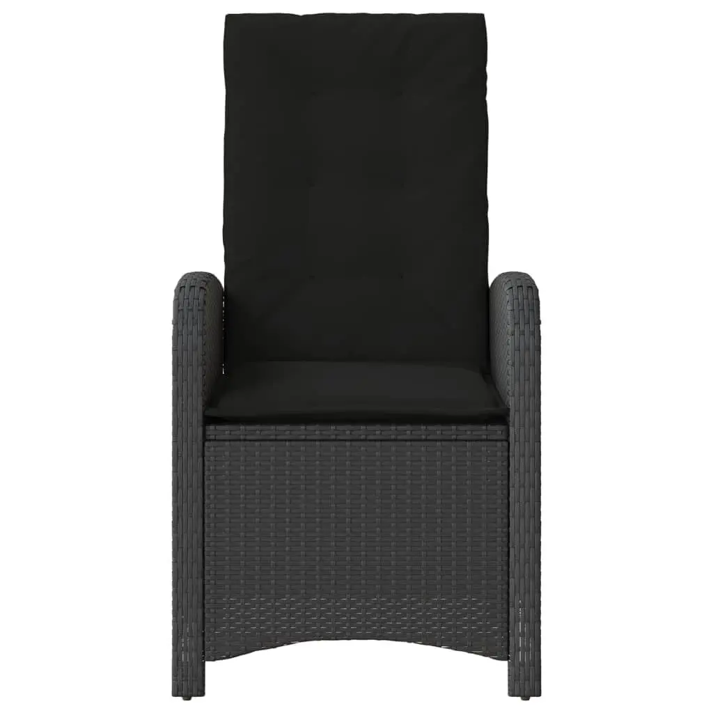Reclining Outdoor Chairs for Garden Patio 2 Piece Black with Cushions Adjustable