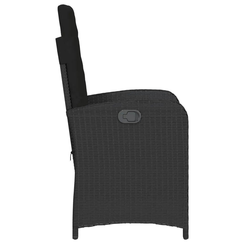 Reclining Outdoor Chairs for Garden Patio 2 Piece Black with Cushions Adjustable