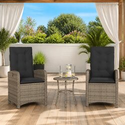 Grey Reclining Outdoor Chairs - 2 pcs with Cushions Included