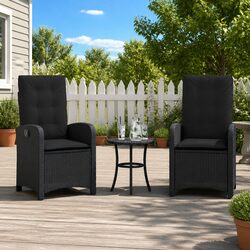 Outdoor Bistro Set 3 Piece Garden Furniture with Cushions Balcony Patio Black