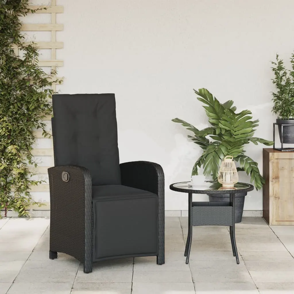 Reclining Garden Chair with Footrest Adjustable Backrest Outdoor Seating Black