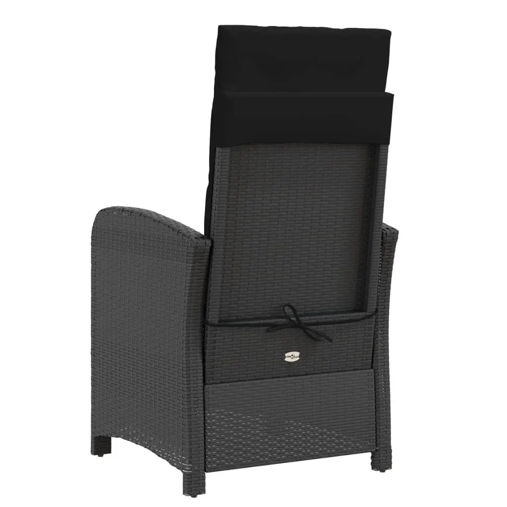 Reclining Garden Chair with Footrest Adjustable Backrest Outdoor Seating Black