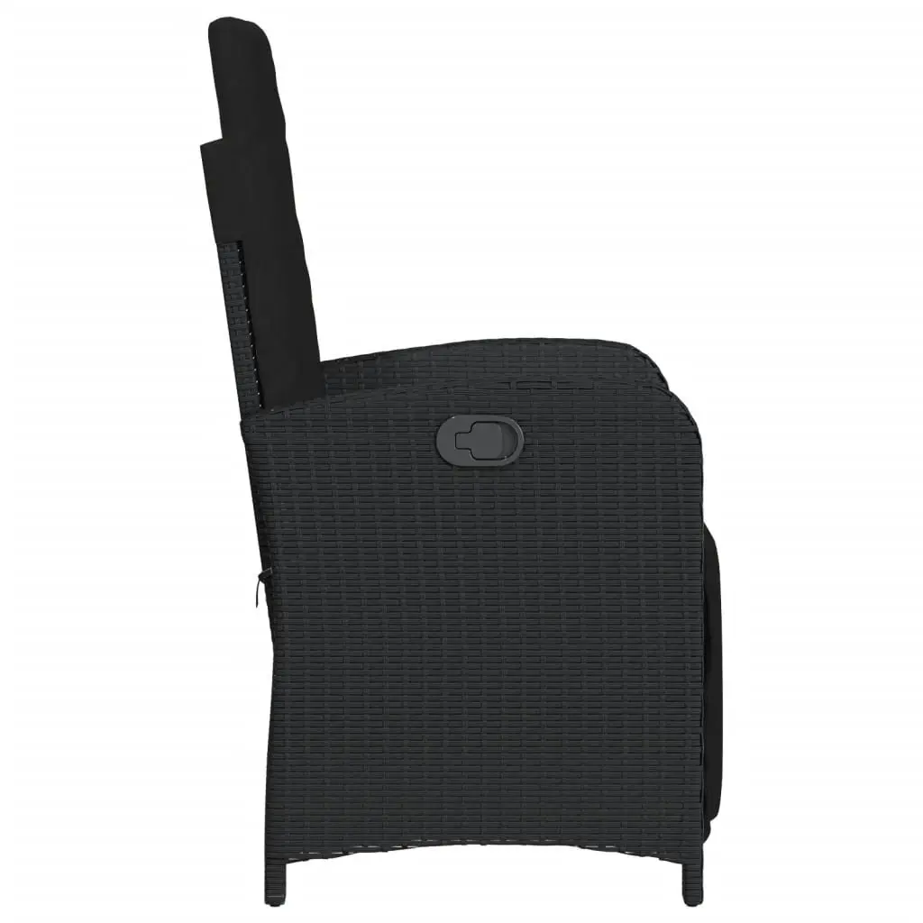 Reclining Garden Chair with Footrest Adjustable Backrest Outdoor Seating Black