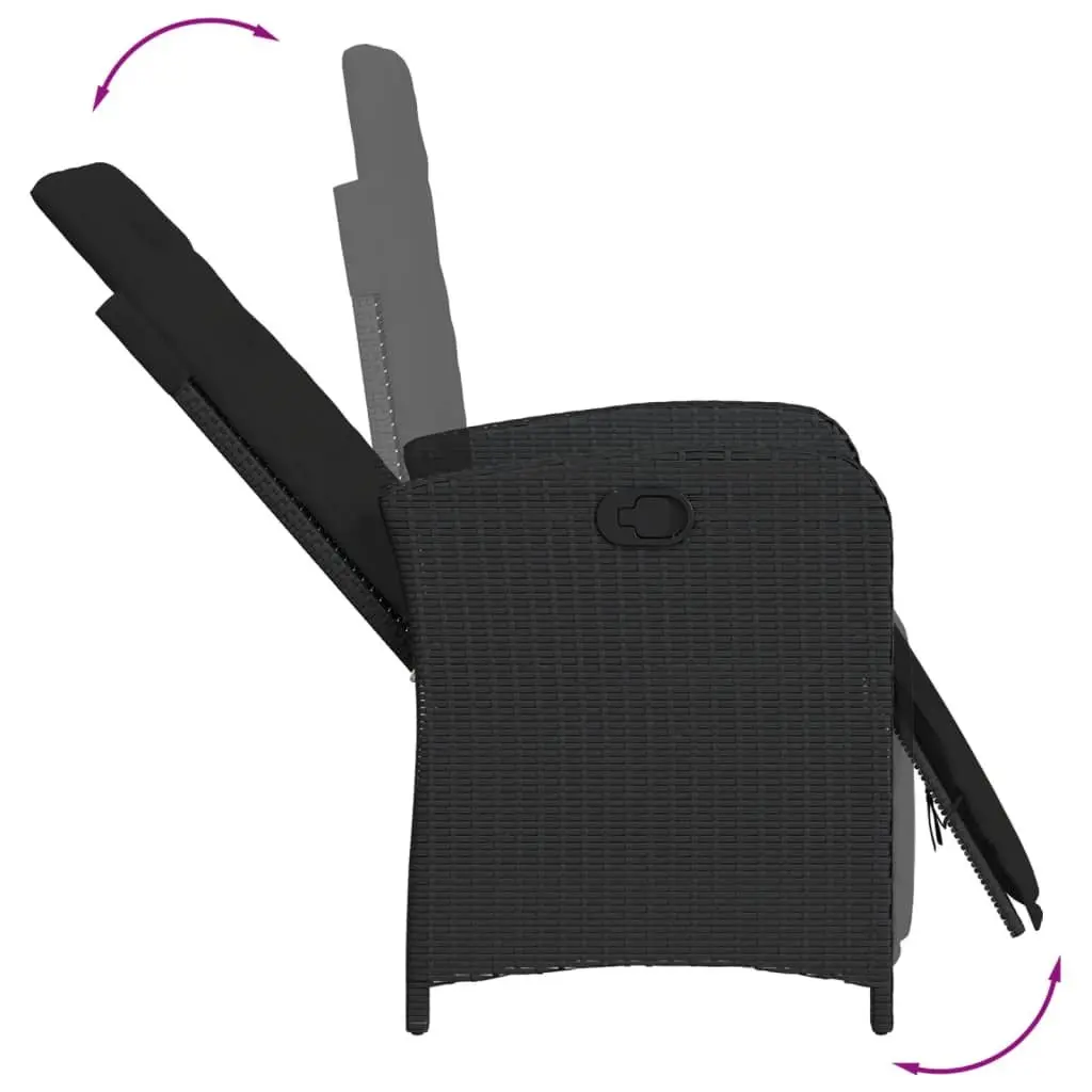 Reclining Garden Chair with Footrest Adjustable Backrest Outdoor Seating Black