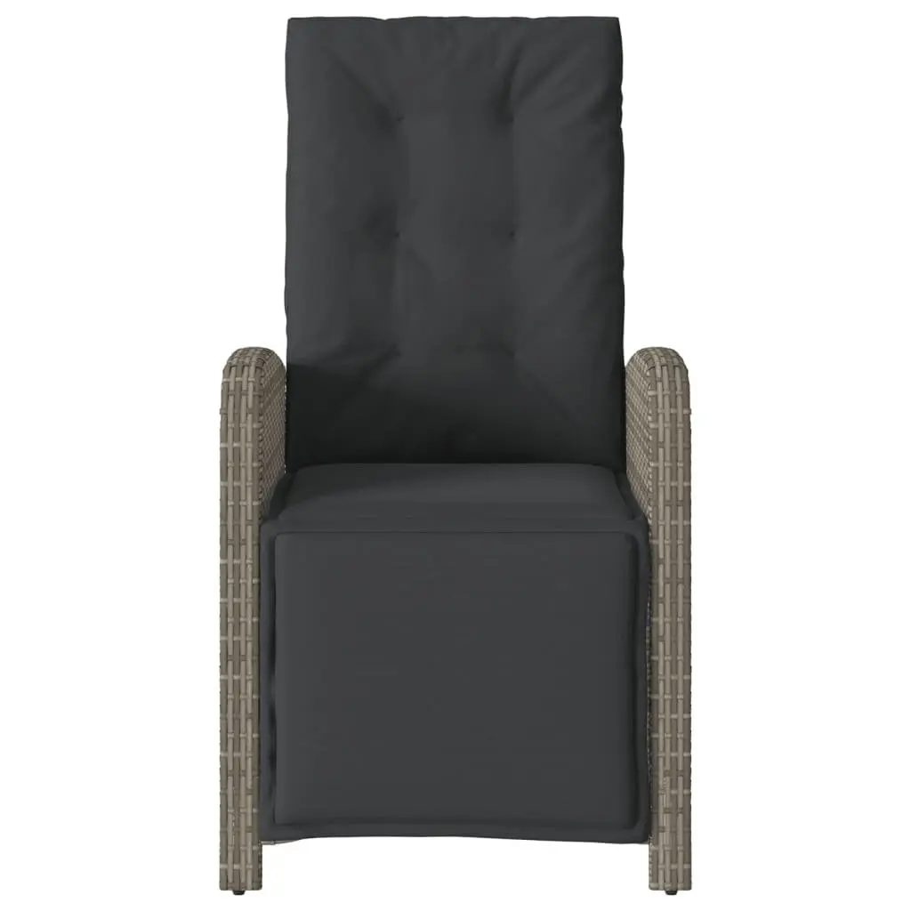 Reclining Garden Chair Outdoor Use Adjustable Backrest Footrest Grey