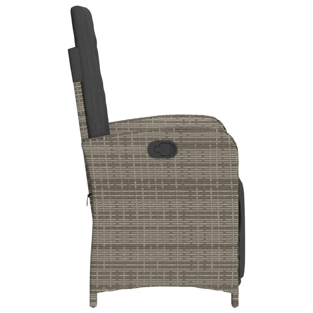 Reclining Garden Chair Outdoor Use Adjustable Backrest Footrest Grey