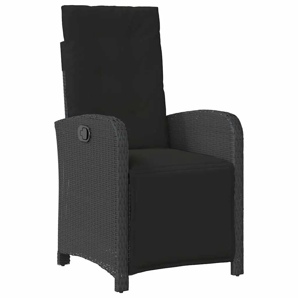 Outdoor Reclining Garden Chairs 2pcs with Footrest and Cushions Black