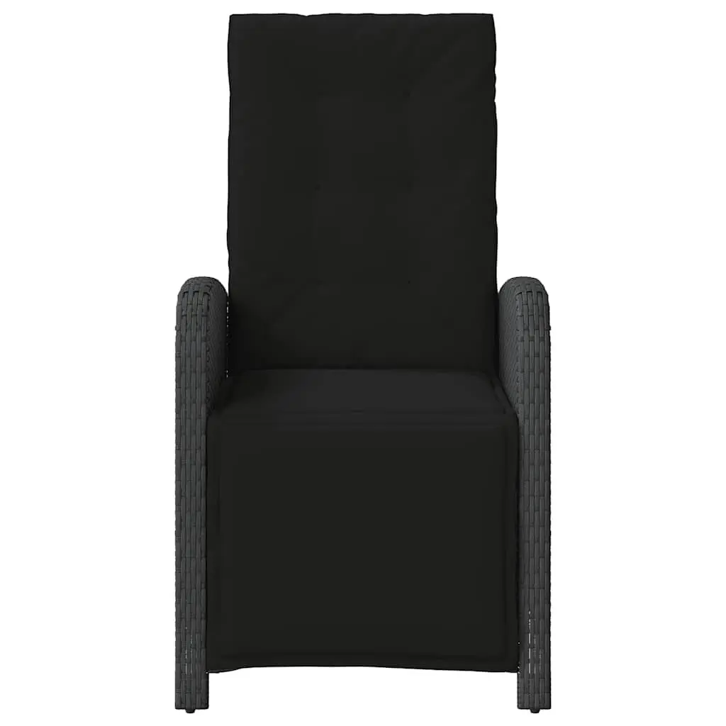 Outdoor Reclining Garden Chairs 2pcs with Footrest and Cushions Black