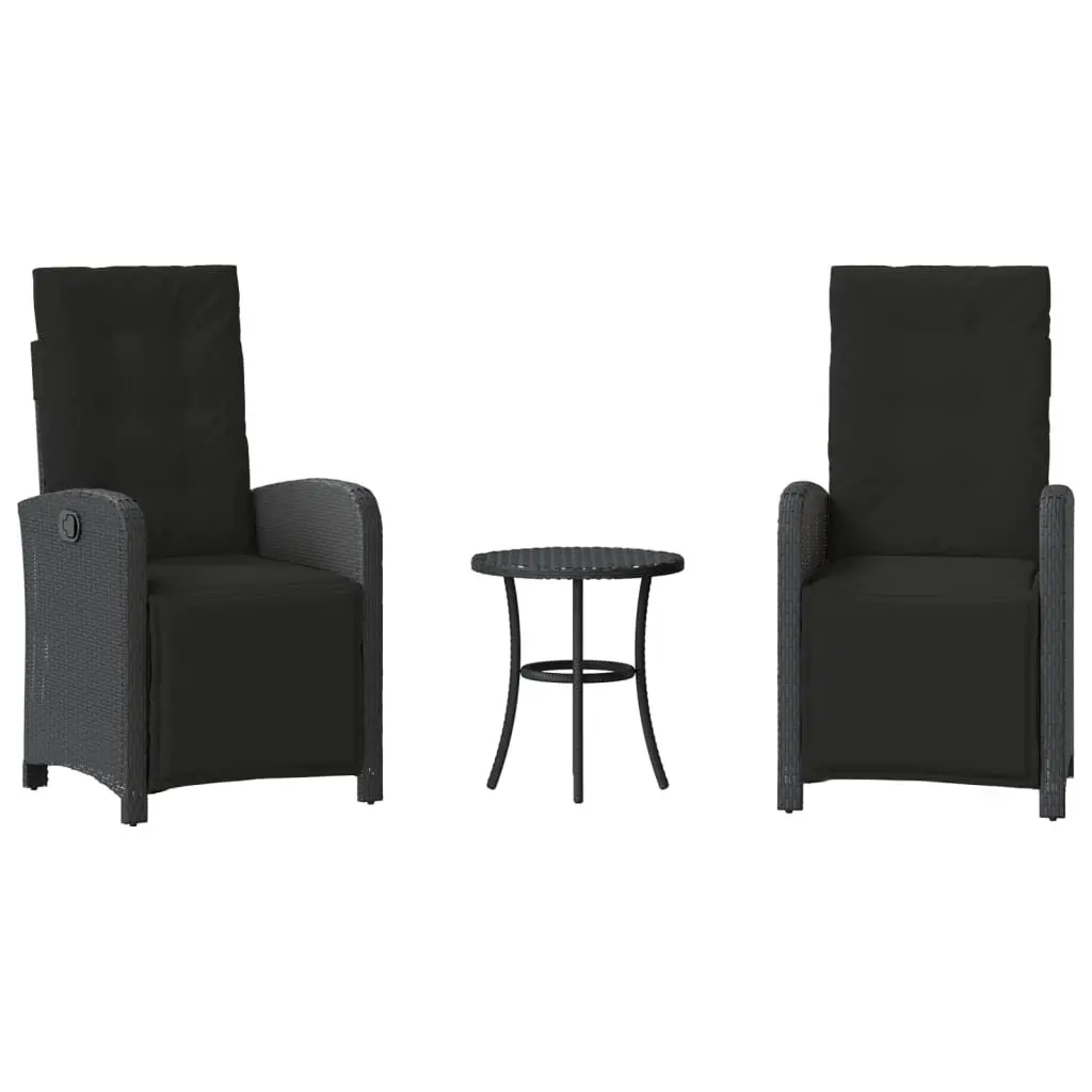3 Piece Bistro Set for Outdoor Garden Black