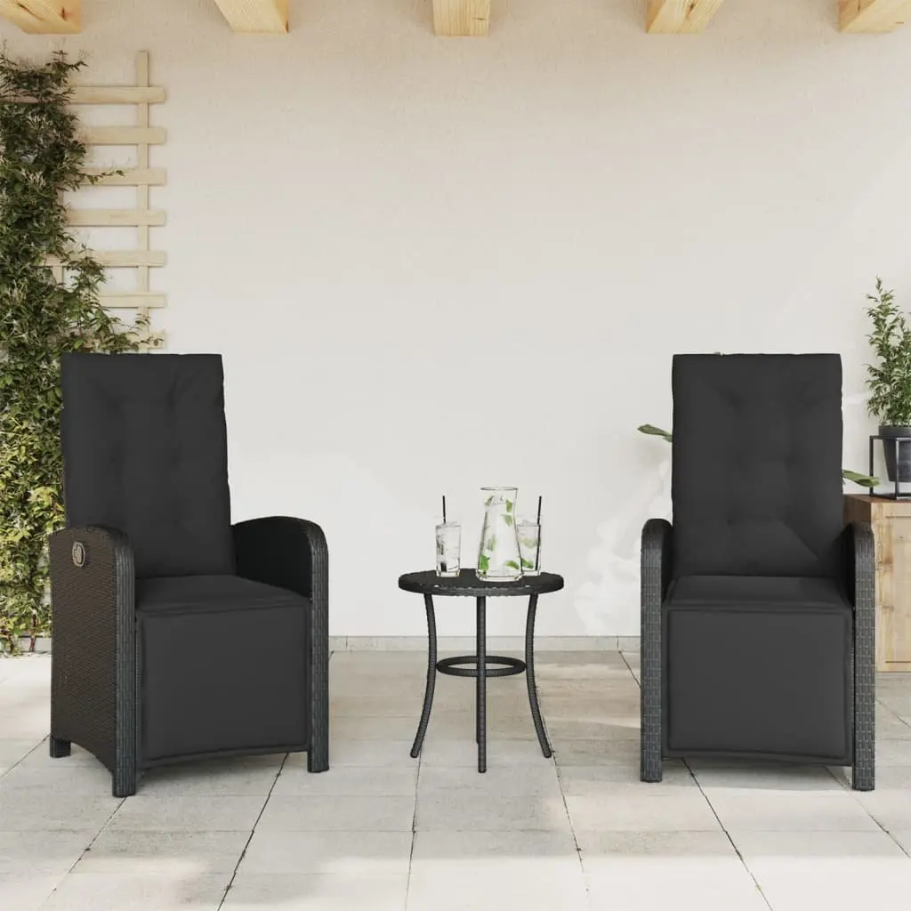 3 Piece Bistro Set for Outdoor Garden Black
