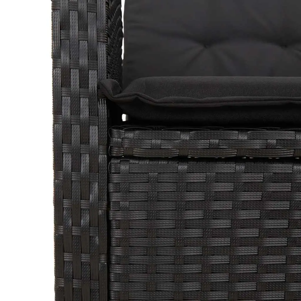 Reclining Garden Chair Outdoor Use Adjustable Backrest Padded Cushions Black