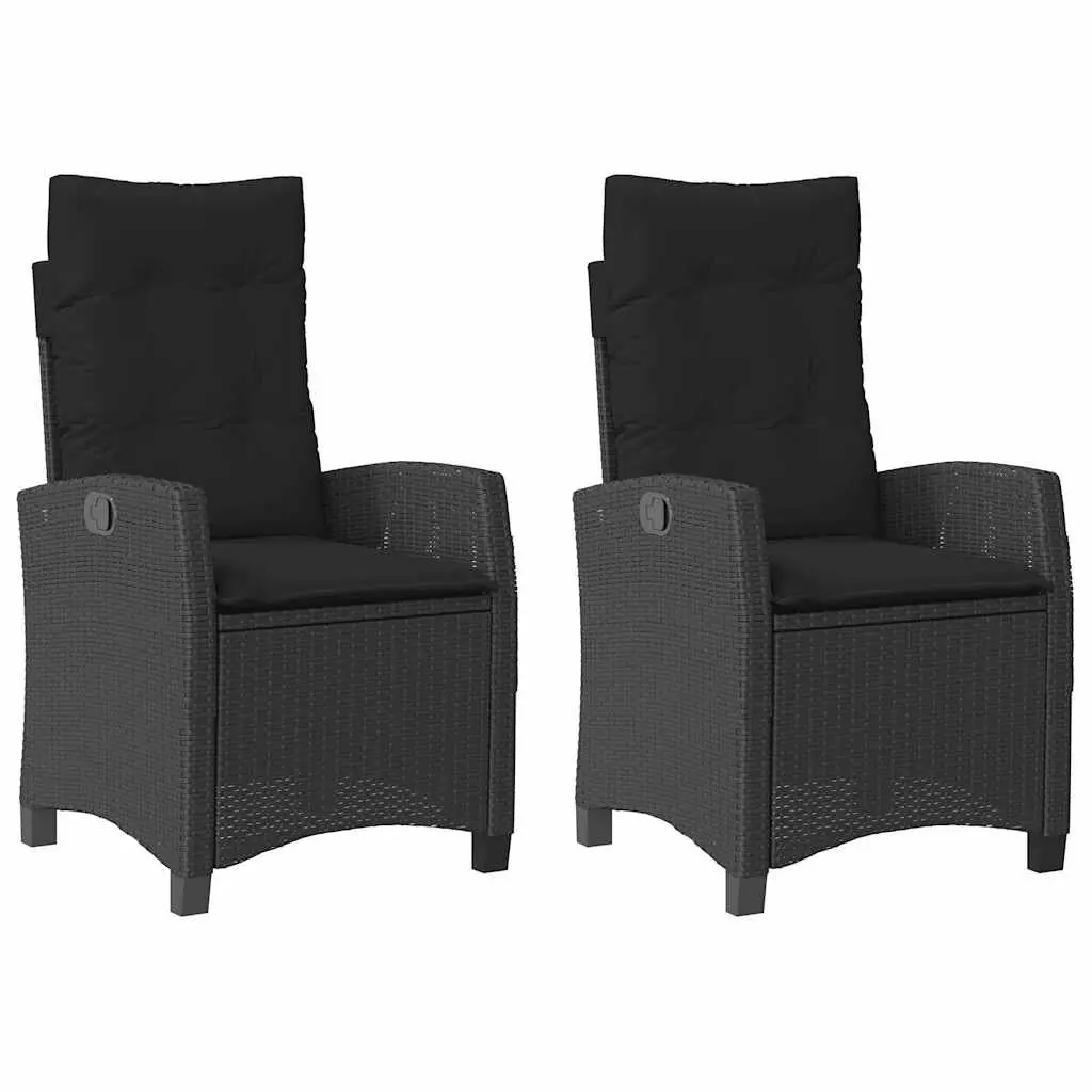 Reclining Garden Chairs Set 2 pcs Outdoor Black Patio Seating with Cushions