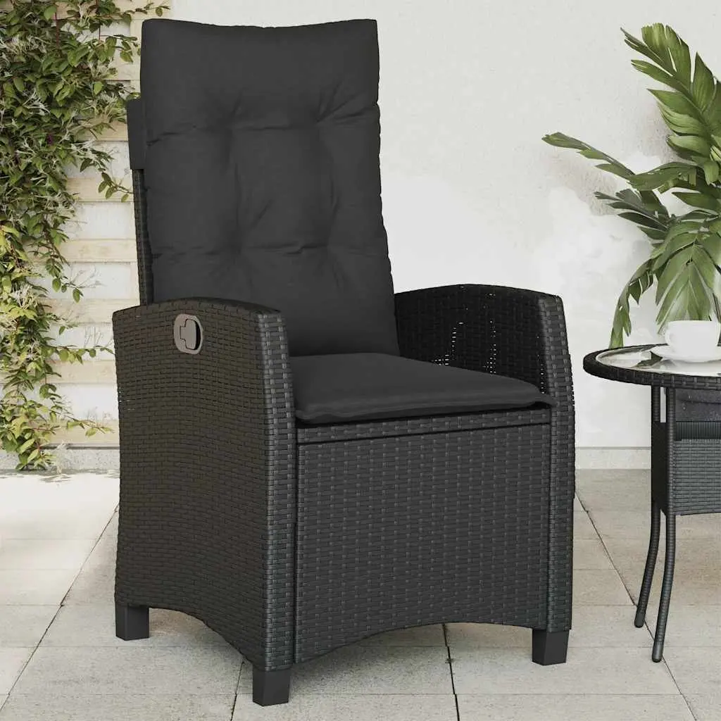 Reclining Garden Chairs Set 2 pcs Outdoor Black Patio Seating with Cushions