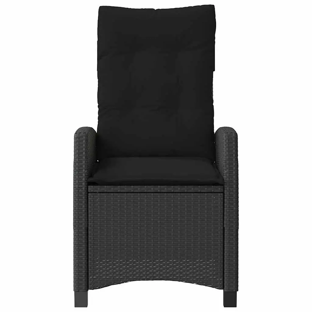 Reclining Garden Chairs Set 2 pcs Outdoor Black Patio Seating with Cushions