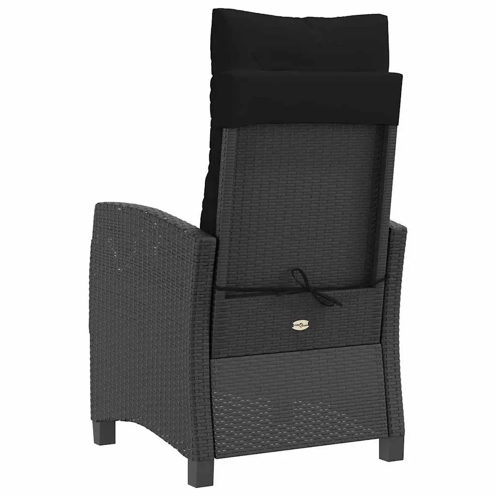 Reclining Garden Chairs Set 2 pcs Outdoor Black Patio Seating with Cushions